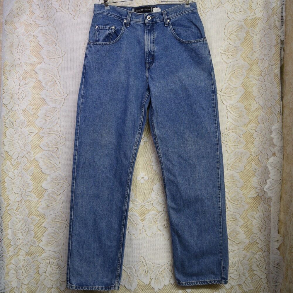 Levis SilverTab Straight + Loose Mens Jeans Size 32x34 Medium Wash Early 2000s